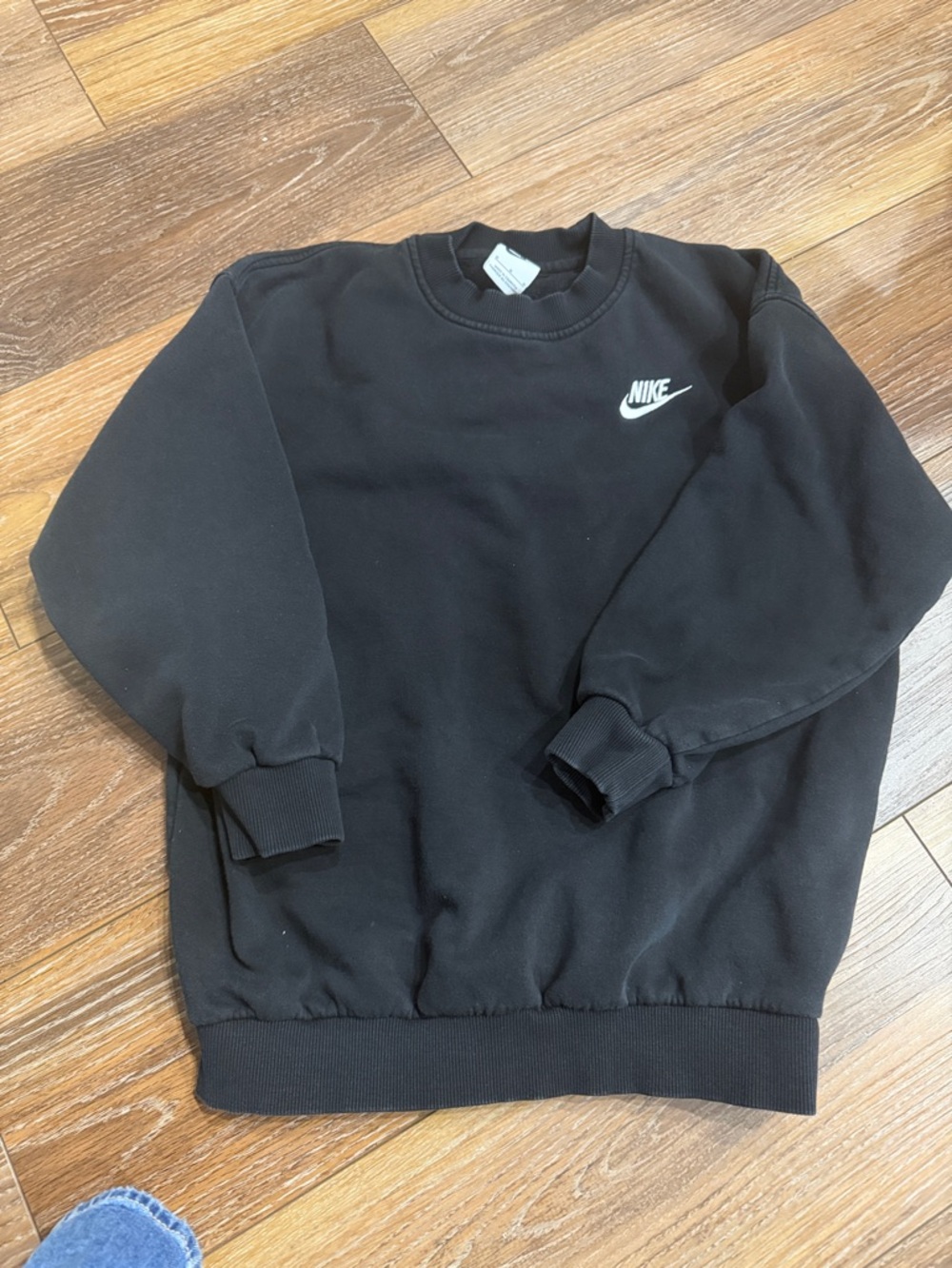 Nike Black Crew Sweatshirt with White Swoosh